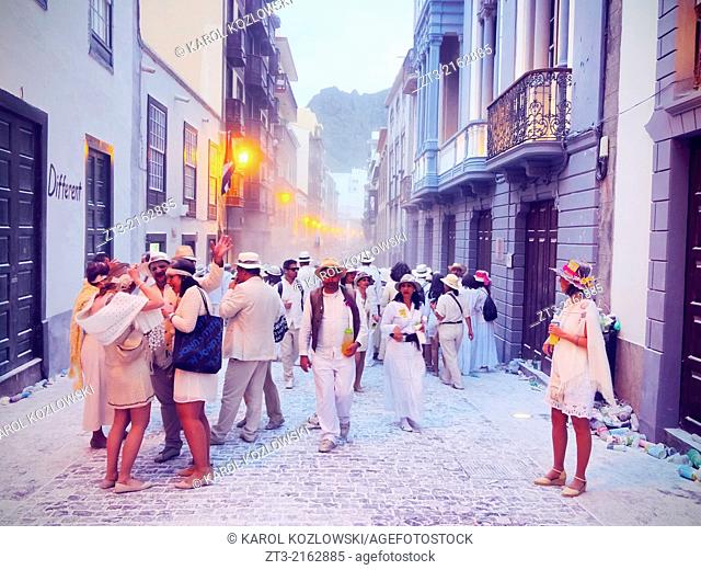 Unidentified people enjoying the Los Indianos Party during the carnival in Santa Cruz de La Palma on March 3, 2014, Canary Islands, Spain