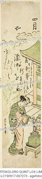 The Fourth Month (Shigatsu), from an untitled series of twelve months, c. 1750, Ishikawa Toyonobu, Japanese, 1711-1785, Japan, Color woodblock print