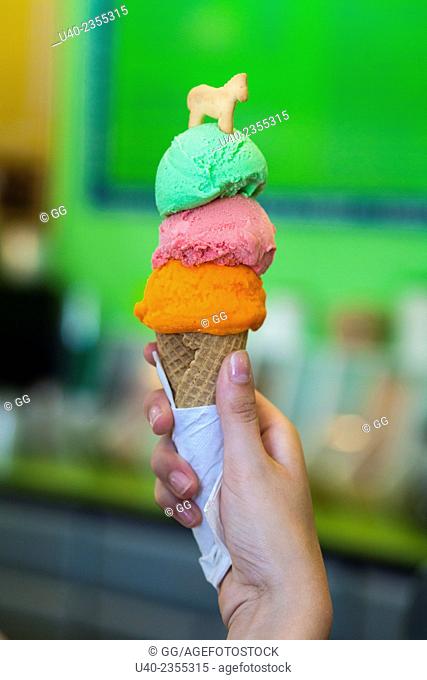 Close up of woman holding Ice cream cone