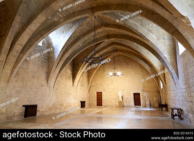 “Sala de los Lagares', Winery room, Monastery of Santa Maria de Poblet, Tarragona province, Catalonia, Spain, Europe