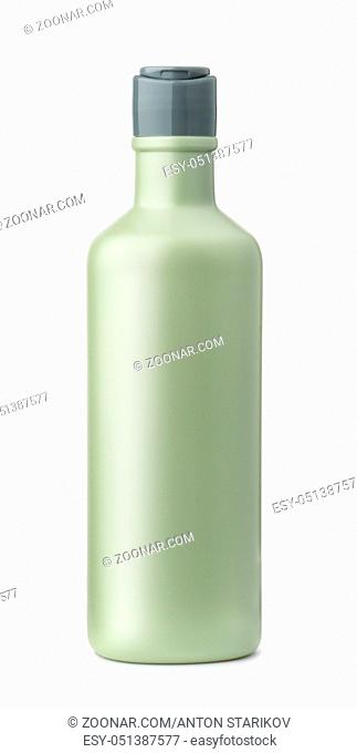 Front view of blank plastic cosmetic bottle isolated on white