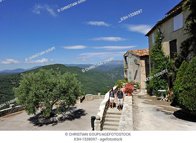 Viewpoint Square over the Siagne valley, Saint-Cezaire-sur-Siagne, Alpes-Maritimes department, Provence-Alpes-Cote d'Azur region, southeast of France, Europe