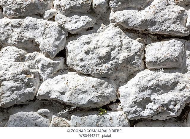 Weiss gestrichene Steinmauer als Hintergrund