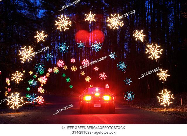 Driving through Christmas display. Celebration of Lights. Newport News Park. Virginia. USA
