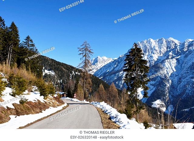 toll road on the hochstein winter snowy lock osttirol
