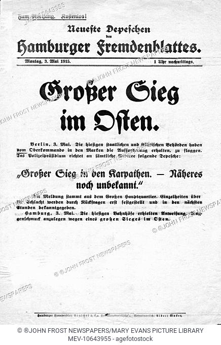Great Victory in the East, as reported by a news sheet produced in Hamburg, Germany