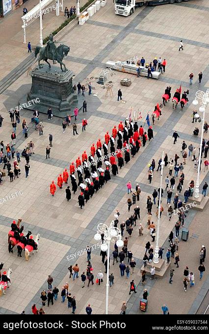 On the occasion of ""World Cravat Day"", Honorary Cravat Regiment made a great spectacle changing of the Guard of Honour of the Cravat, Zagreb Croatia
