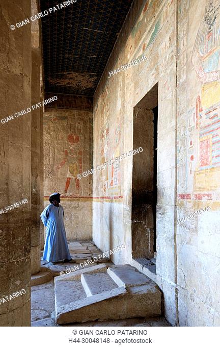 Deir el Bahari, Luxor, Egypt: temple of the queen Hatshepsut (New Kingdom 1567-1080 b.C.) at Deir el Bahari called Djeser-Djeseru: entrance of a chapel