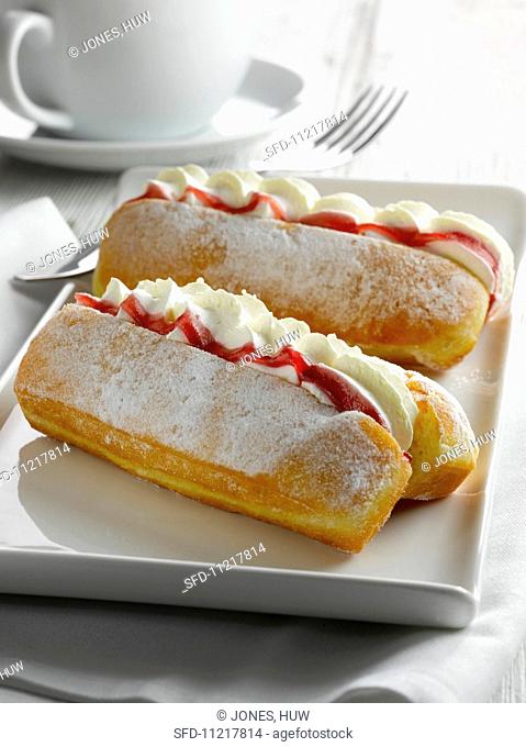 Doughnut filled with jam and cream