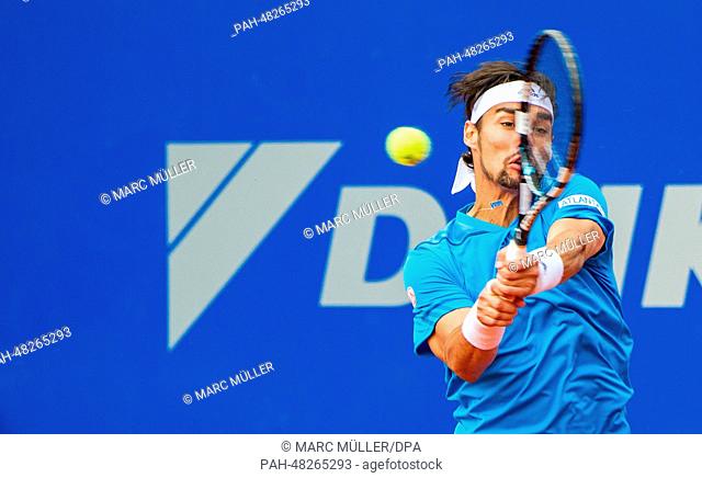Italy's Fabio Fognini in action during the round of sixteen match against Germany's Dustin Brown at the ATP Tour in Munich, Germany, 01 May 2014