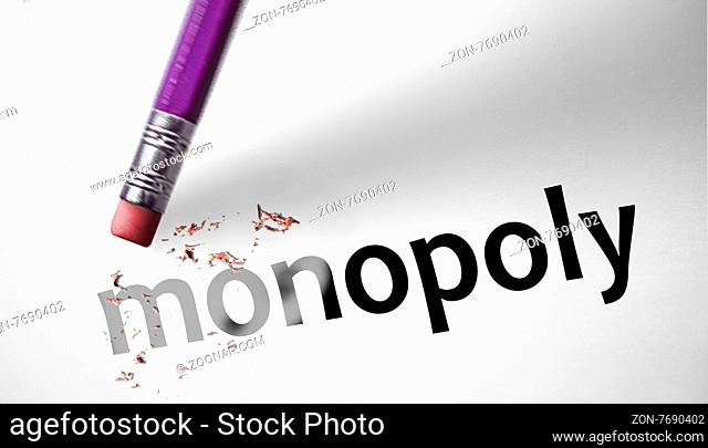 Eraser deleting the word Monopoly