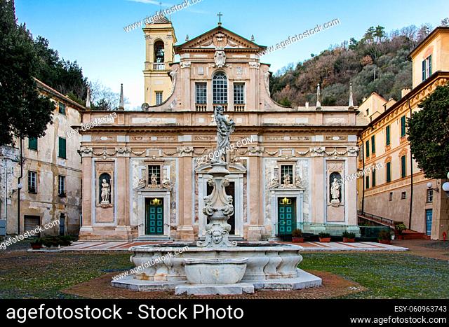 The facade of the reinassance sanctuary of Nostra Signora della Misericordia near Savona