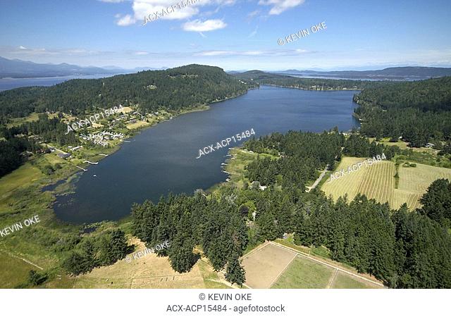 St Mary Lake, Salt Spring Island, BC. Aerial photographs of the Southern Gulf Islands. British Columbia, Canada