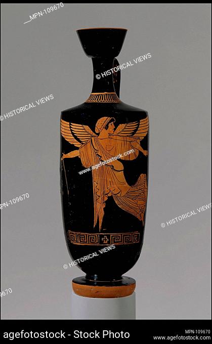 Terracotta lekythos (oil flask). Attributed to the manner of Douris; Period: Classical; Date: ca. 480-470 B.C; Culture: Greek