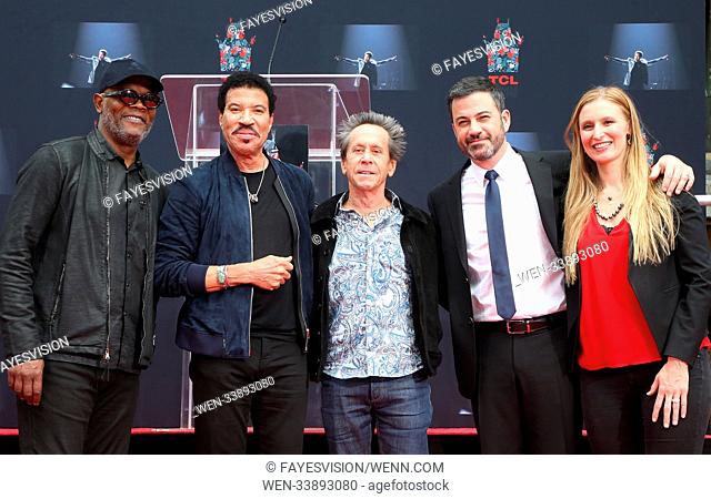 Lionel Richie Hand And Footprint Ceremony at TCL Chinese Theatre Featuring: Samuel L. Jackson, Lionel Richie, Brian Grazer, Jimmy Kimmel