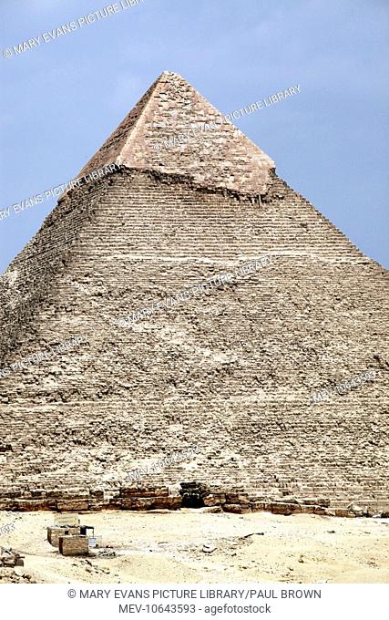 Top of the pyramid of Khafre (Chephren), at the Pyramids of Giza, Cairo, Egypt