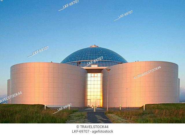 Iceland, Reykjavik, The pearl, Huge hot water tank on a hill