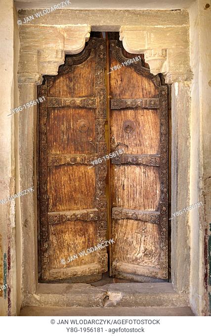 An old door, Amber Fort, Amer 11km near of Jaipur, Rajasthan, India
