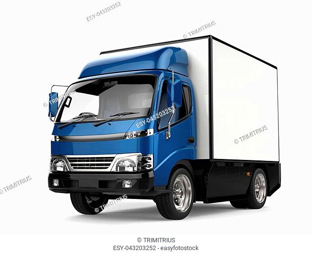 Blue small box truck - closeup shot