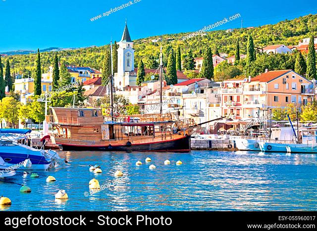 Tourist town of Selce waterfront and harbor view, Crikvenica riviera in Croatia