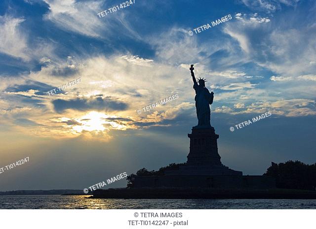 Statue of liberty at dusk