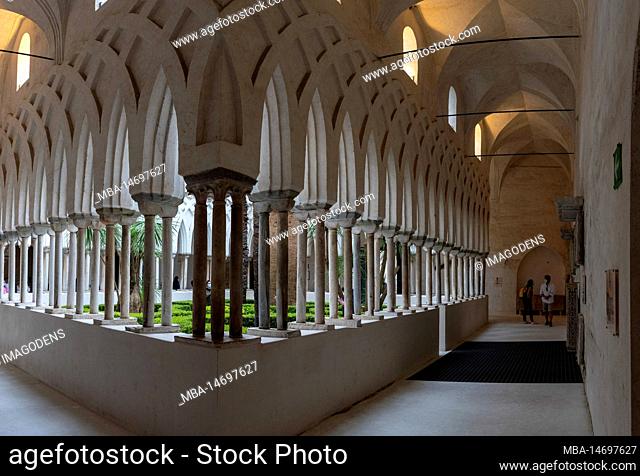 Peaceful cloister of the Amalfi cathedral Saint Andrew, Southern Italy