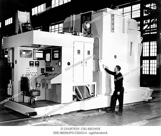 Charging unit ready for shipment to the Enrico Fermi Atomic Power Reactor outside of Detroit, MI, shown in the factory of the