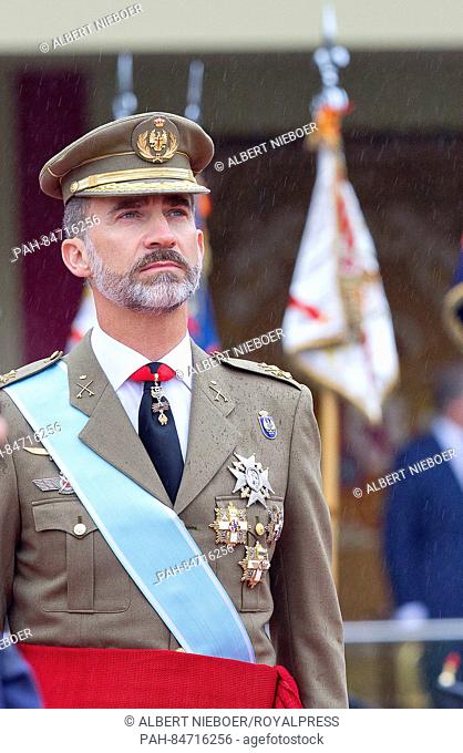 Madrid, 12-10-2016 King Felipe King Felipe, Queen Letizia, Princess Leonor and Princess Sofia attend the military parade in Madrid on occasion of the the...