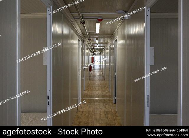 18 September 2021, Greece, Samos: The interior of the containers used to house refugees in the newly built refugee camp on the island of Samos