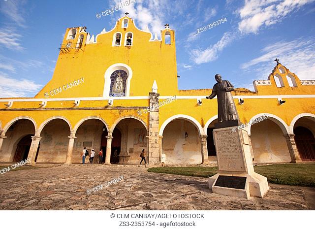 Statue of Pope John Paul II Abbey in the Monastery-Convent Of San Antonio De Padua, Izamal, Yucatan, Yucatan Province, Mexico, North America