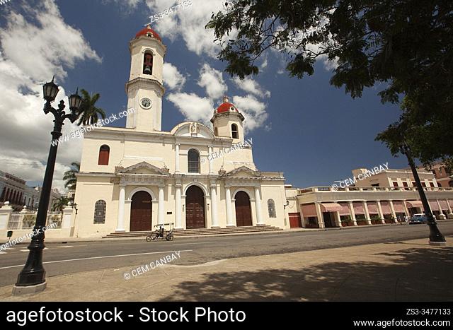 View to the Purisima Concepcion Cathedral in Jose Marti Park, Cienfuegos, Cienfuegos Province, Cuba, West Indies, Central America