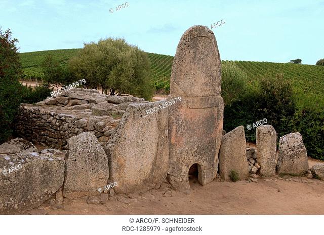 giant's tomb Coddu Vecchiu, Arzachena, Gallura, province Sassari, Sardinia, Sardegna, Italy, Europe, Tomb of the giants, Tomba Di Giganti