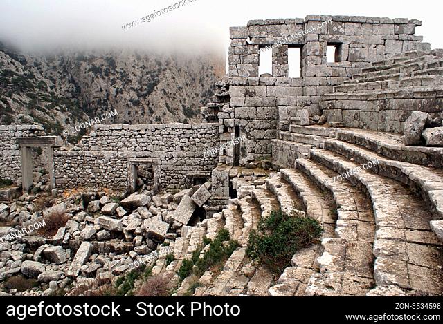 Stage and ruins of theater in Termessos near Antalya