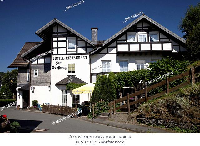 Hotel and Restaurant Zum Dorfkrug, Zueschen, Winterberg, Sauerland, North Rhine-Westphalia, Germany, Europe
