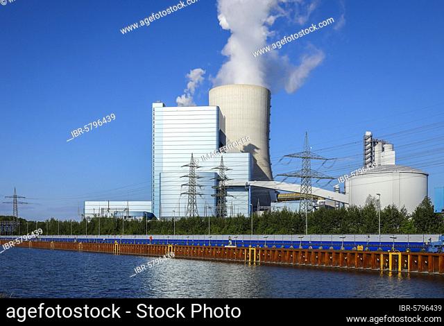Datteln 4 power plant, Uniper hard coal-fired power plant on the Dortmund-Ems Canal, Datteln, Ruhr area, North Rhine-Westphalia, Germany, Europe