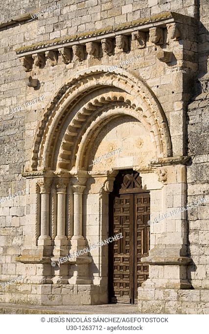 Santa María church, built in XII Century in romanesque style, Wamba, Valladolid province, Castilla y León