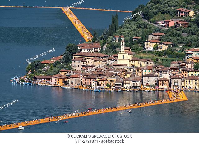 Europe, Italy, The floating Piers in Iseo lake, province of Brescia