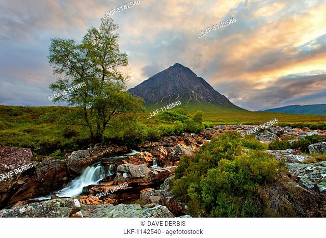 Sunset, River Coe, Glen Etive, Stob Dearg, Highlands, Scotland