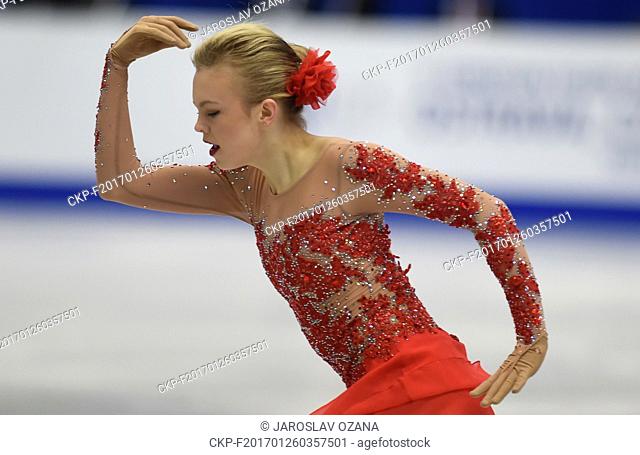 Emmi Peltonen of Finland competes during the women's short program of the European Figure Skating Championships in Ostrava, Czech Republic, January 25, 2017