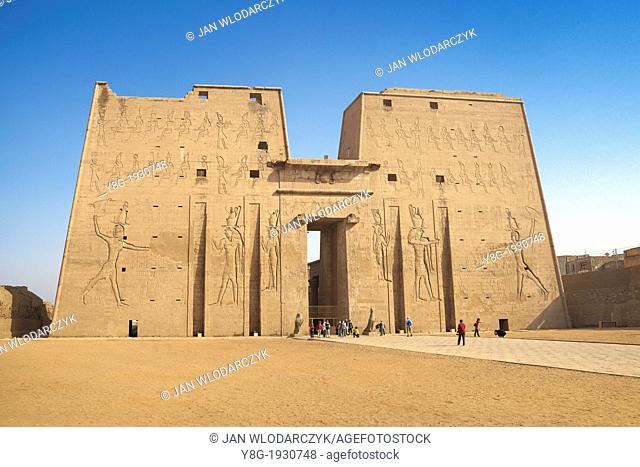 Edfu, Egypt - Temple of Horus, Edfu located on the west bank of the Nile River between Esna and Aswan, South Egypt