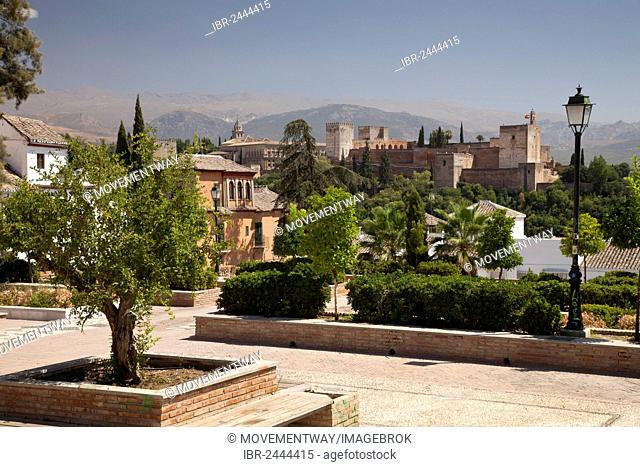 View from the Albayzin district towards the Alhambra, Granada, Andalucia, Spain, Europe, PublicGround