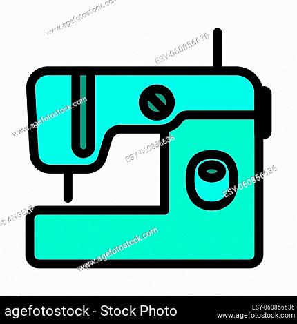 Modern Sewing Machine Icon. Editable Bold Outline With Color Fill Design. Vector Illustration