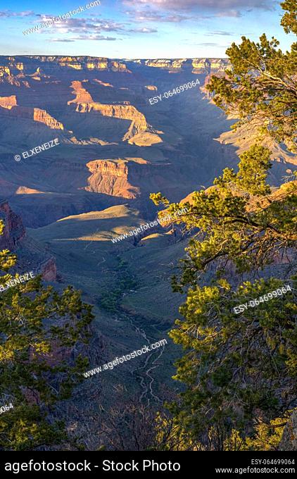 The famous Grand Canyon in Arizona just before sunset