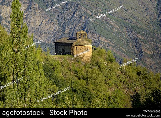 Romanesque church of Santa EulÃ lia in Alendo, in the Coma de Burg valley, in the Alt Pirineu natural park (Pallars SobirÃ , Lleida, Catalonia, Spain