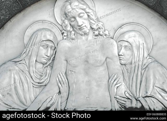 Metal relief of Jesus Christ who is risen from the dead