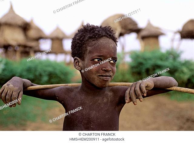 Ethiopia, South Omo Valley, young Dassanech sheperd near Omorate