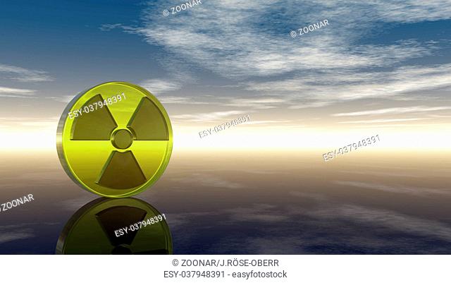 symbol für radioaktiv unter wolkenhimmel - 3d illustration