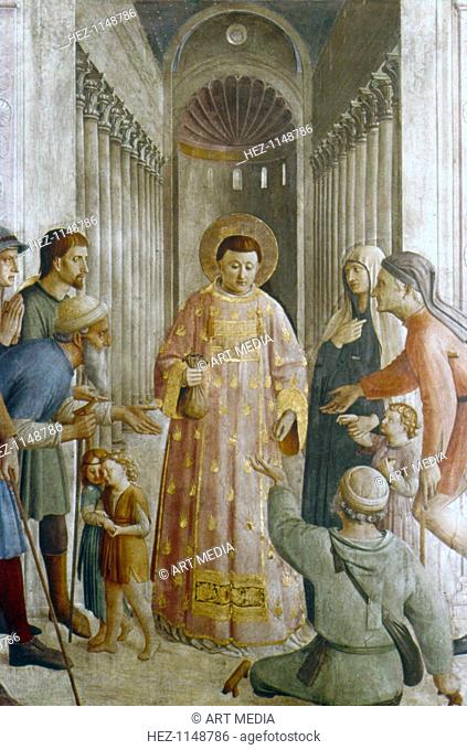'St Laurence giving alms to the Poor', mid 15th century. St Laurence (d258), saint and martyr, was Deacon of the Christian church in Rome