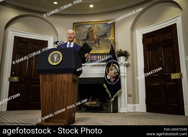 U.S. President Joe Biden speaks in the Roosevelt Room of the White House in Washington, D.C., U.S., on Thursday, April 28, 2022