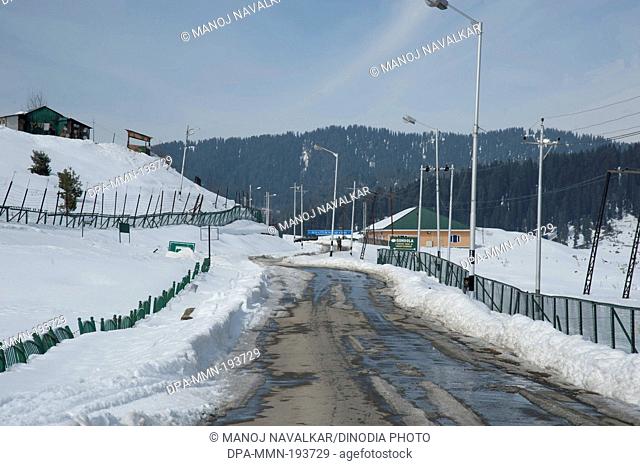 Snow border road, gulmarg, kashmir, india, asia